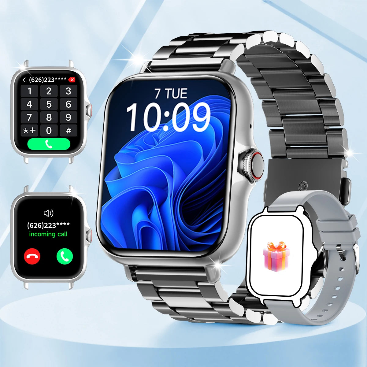 New 1.83''Screen Smartwatch Wireless Call Message Reminder Multiple Sports Modes Remote Camera Perfect Holiday Gift Men Women