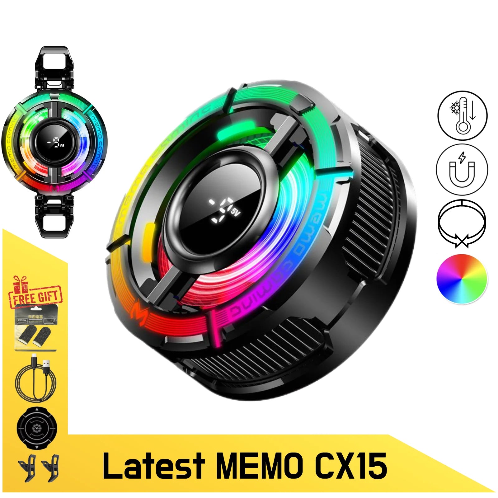 Lastest MEMO Cooler CX15, Mobile Phone Freeze Cooler for PUBG Game, Universal Semiconductor Cooling Fan Radiator