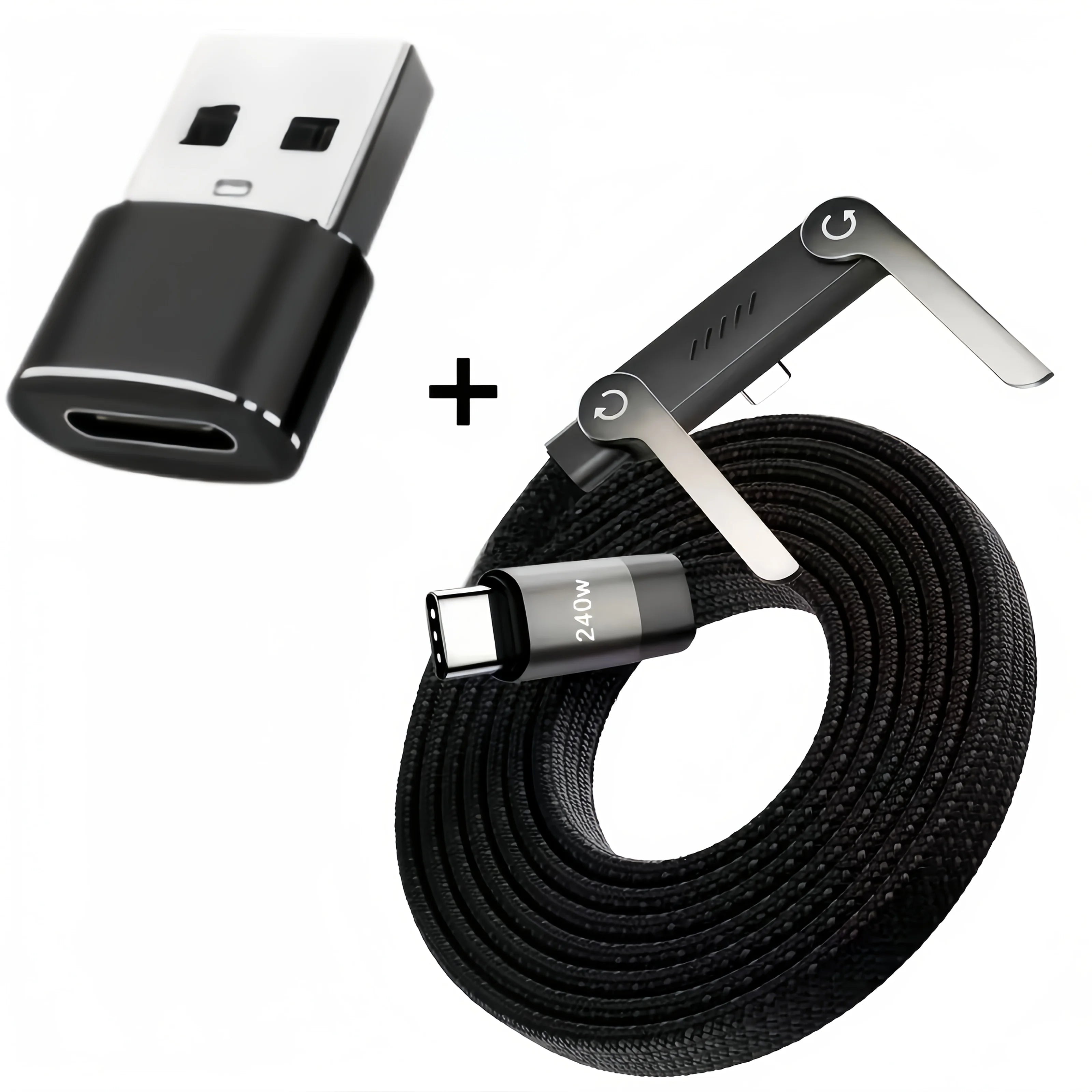 Foldable Charging Cable With Integrated Stand Fast Charging Cable Phone Tablet 240W Ultra-Fast Data Cable Phone Holder