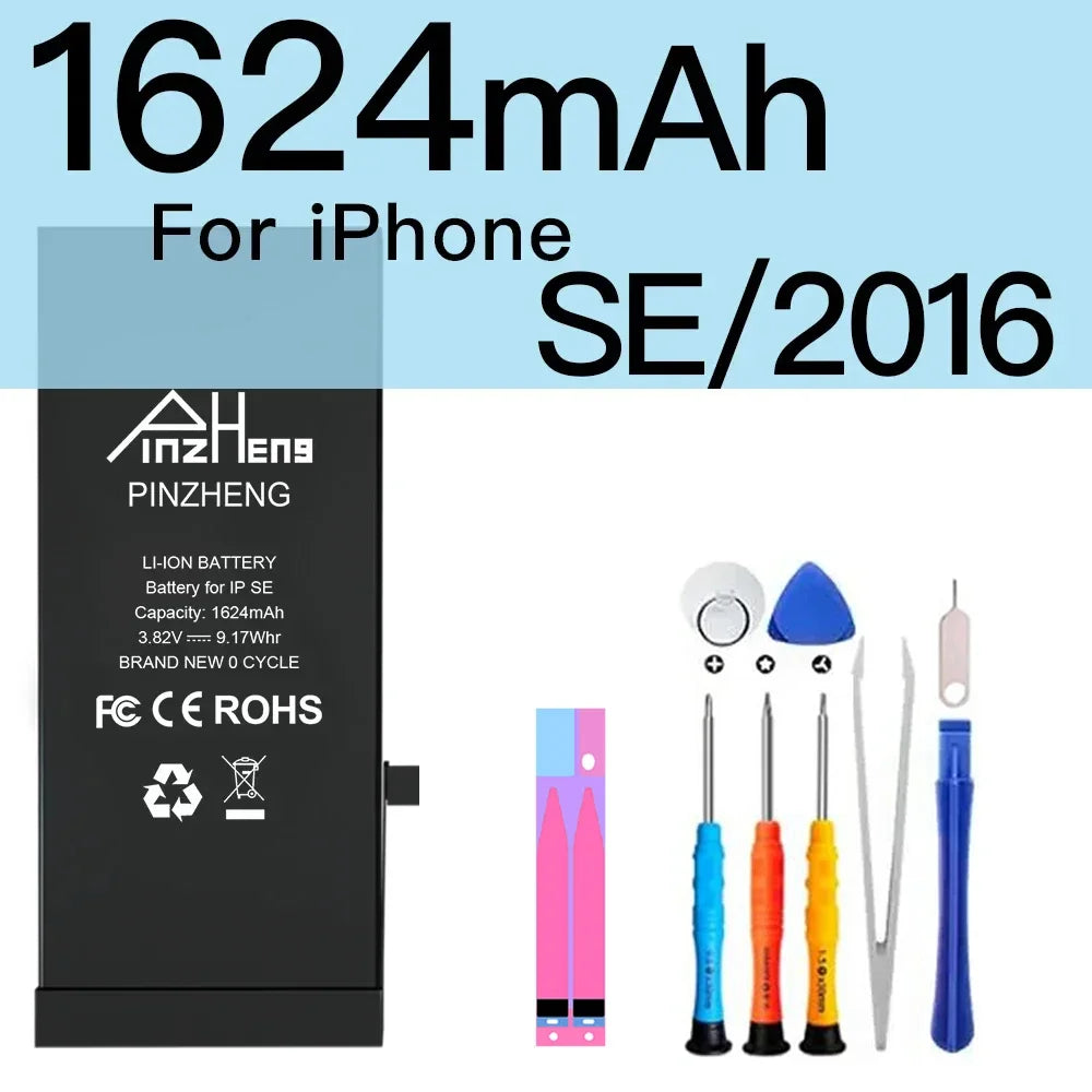 PINZHENG Real High Capacity Battery For iPhone 5S SE 6 6S 7 8 Plus X Xr Xs Max Phone Replacement Bateria Warranty One Year