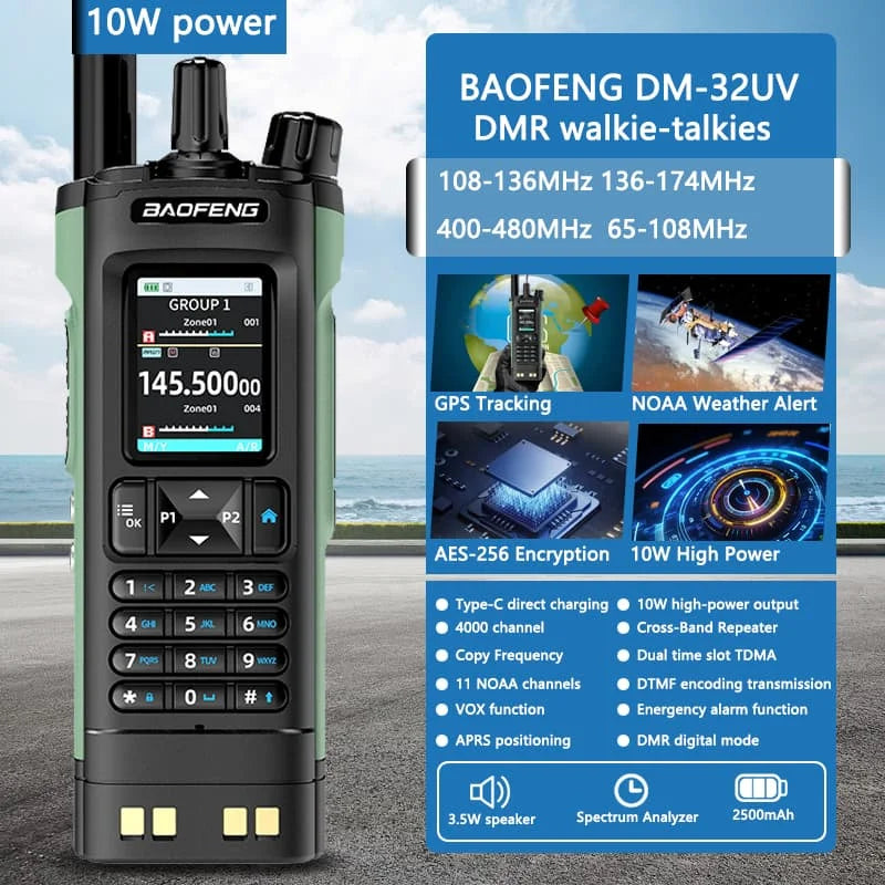 New BAOFENG DM32 Walkie Talkie DMR GPS 10W   Programming Multi Band Wireless Copy Frequency Type-C UV32 Ham 2 Way Ra