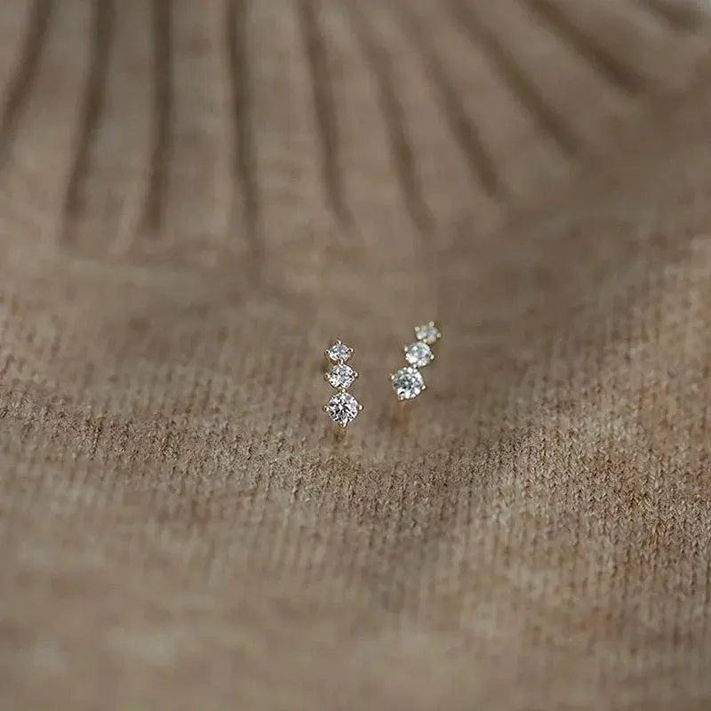 S925 Sterling Silver Plated 18k White Gold Crystal Stud Earrings Zircon Diamond Ear Clips For Women Bridal Wedding Jewelry