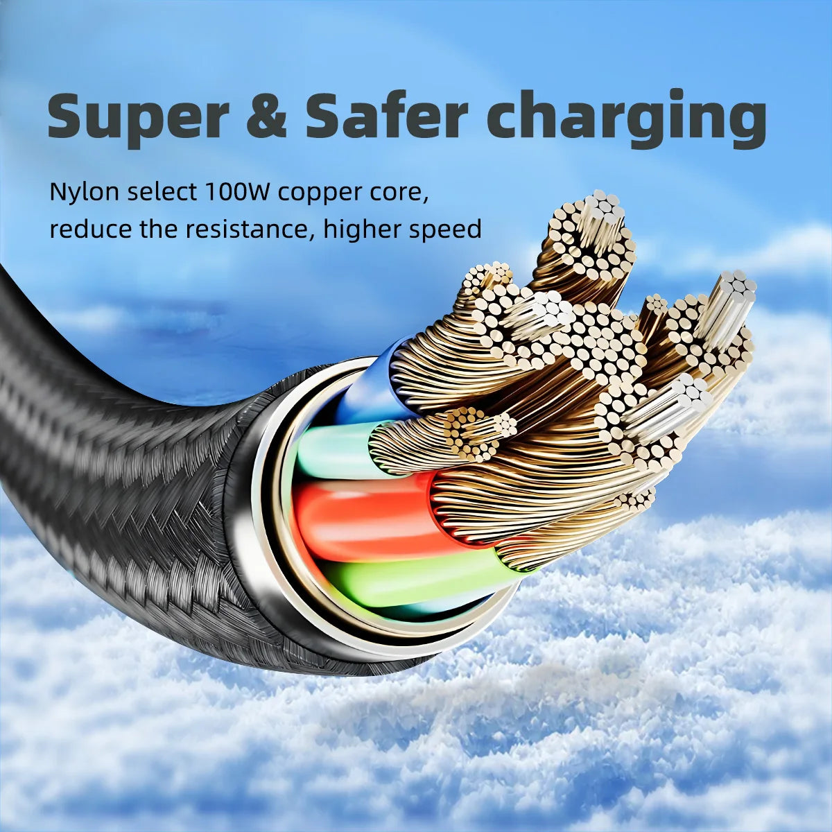 Ultra-Super Fast Charge Cable-6A 120W USB A To Type C Nylon Data Cord For Xiaomi Redmi Samsung With Led Digital Display Cable