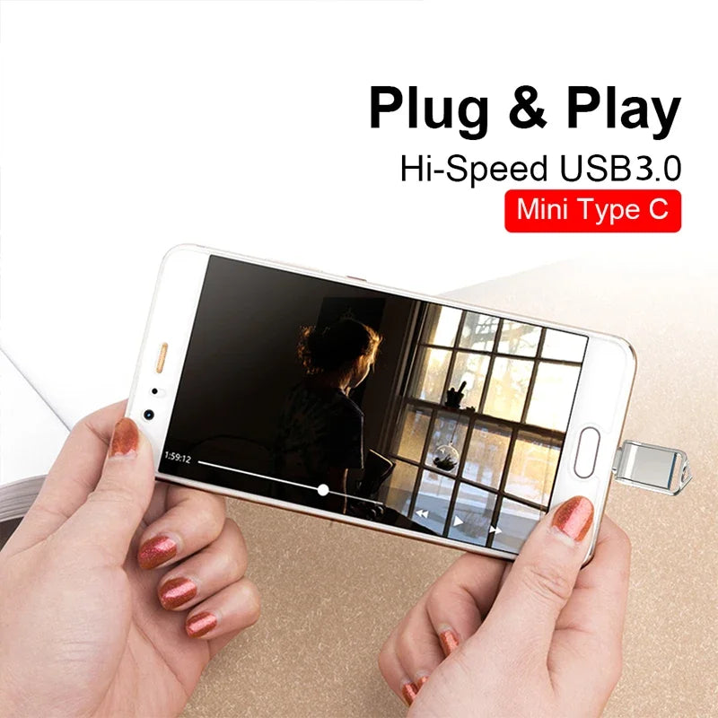 High-Speed USB 3.0 Pendrive Metal 512GB Type-C Waterproof Flash Drive 128GB 256GB 64GB for Office Laptop Best Seller
