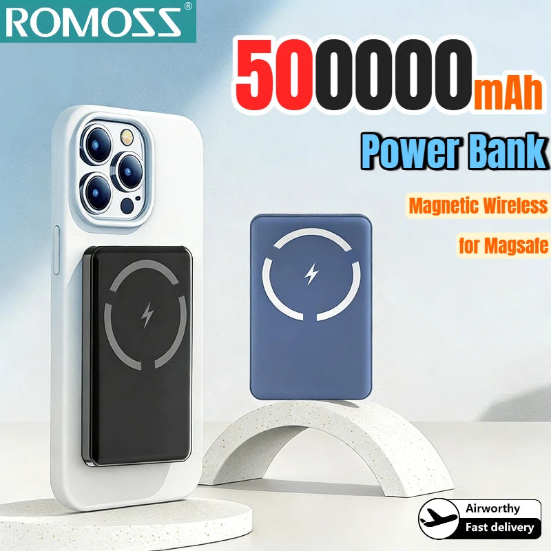 ROMOSS 50000mAh Magnetic Wireless Power Bank Charger for Magsafe Fast Charging External Spare Battery For iPhone Samsung Huawei