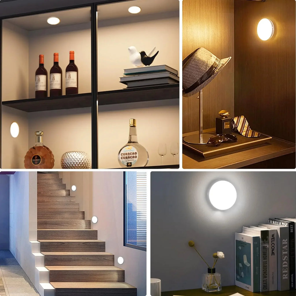 USB Rechargeable LED Night Light Motion Sensor Magnetic Wireless Lamp, Warm White No Flicker for Closet Bed Cabinet