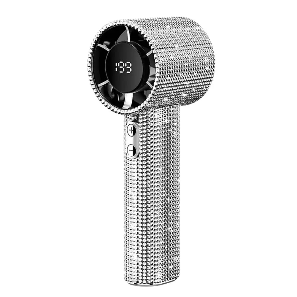 199 Speeds Strong Wind Outdoor Portable Handheld Fan Covered With Diamonds Type-C Rechargeable Outdoor Ice Cooling Fans ﻿
