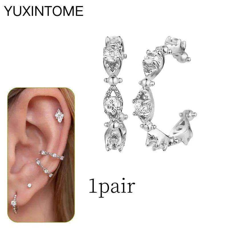 1PC Punk Ear Cuff Plated 24K Gold/925 Silver Conch Clip Earrings For Women Climbers No Piercing Fake Cartilage Earrings