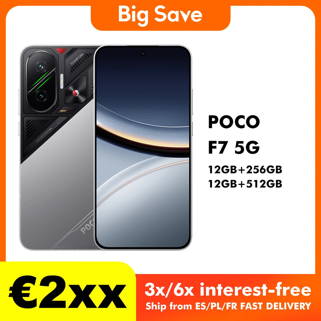 POCO F7 5G NFC EU Version without Charger 12GB/256GB 12GB/512GB Smart Cellphone Snapdragon 8S Gen 4 6500mAh Battery