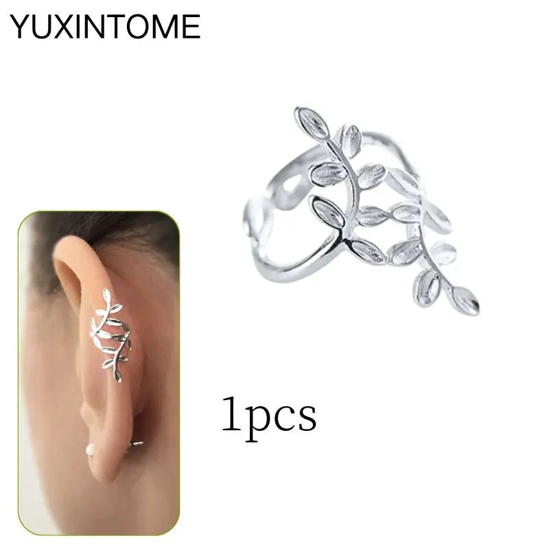 1PC Punk Ear Cuff Plated 24K Gold/925 Silver Conch Clip Earrings For Women Climbers No Piercing Fake Cartilage Earrings