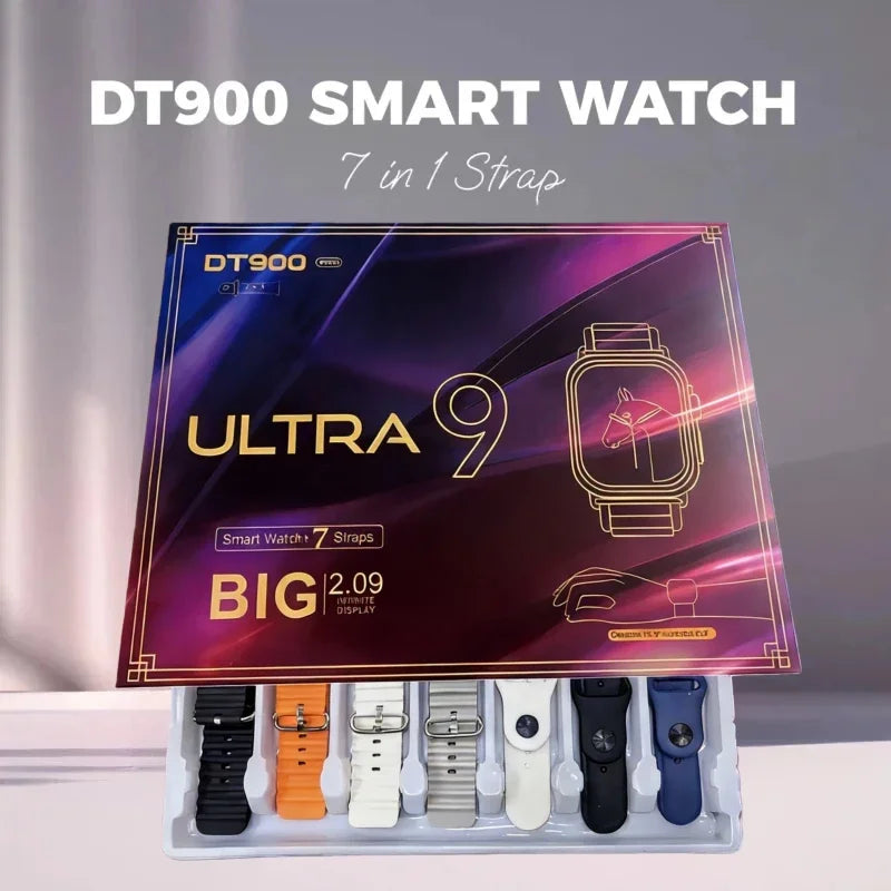 7 in 1 strap watch DT900 Support Music Wireless charging Bluetooth Calling Health& Fitness Tra Sports smart watch men and women