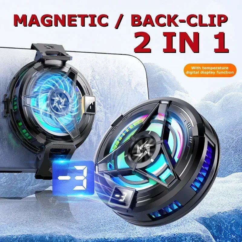 New SL17Magnetic Display/Ordinary Phones Cooler Back-Clip 2in1 Game Cooler for IPhone 15 14 Samsung Xiaomi Huawei Cool Heat Sink