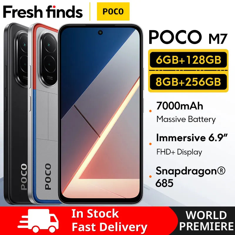 【World Premiere】POCO M7 Global Version Smartphone Snapdragon 685 7000mAh battery Immersive 6.9" FHD+ Display NFC 33W Charging