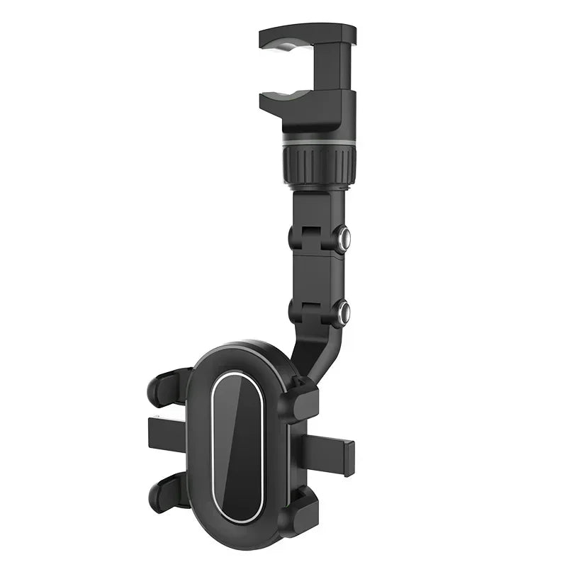 Rear View Mirror Car Phone Holder,360° Rotatable and Retractable mobile support, Fit All iPhone Android Mobile Phone & Most Car