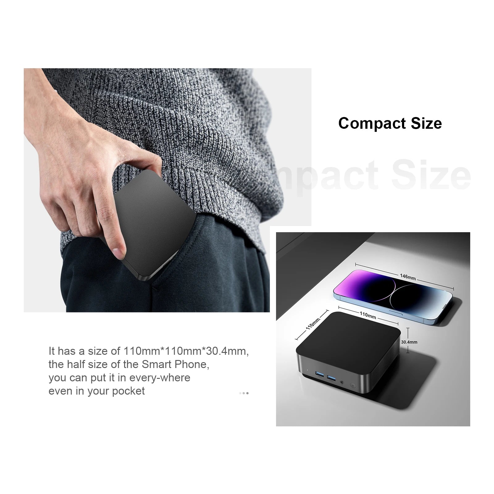 Chatreey  Mini PC T9 N3150 WIFI5 Windows 11 Ultra Small Pocket Computer Dual SSD 2K 60Hz RGB Output