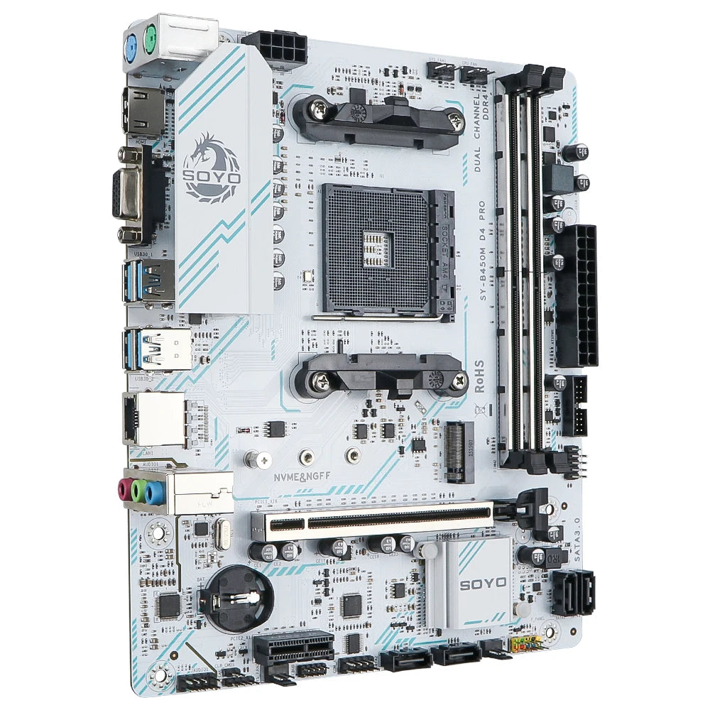 SOYO AMD B450M Game Motherboard DDR4 Memory AM4 Ryzen M.2 NVME Desktop Computer components CPU PCIE3.0X16 SATA3.0 8PIN HDMI VGA