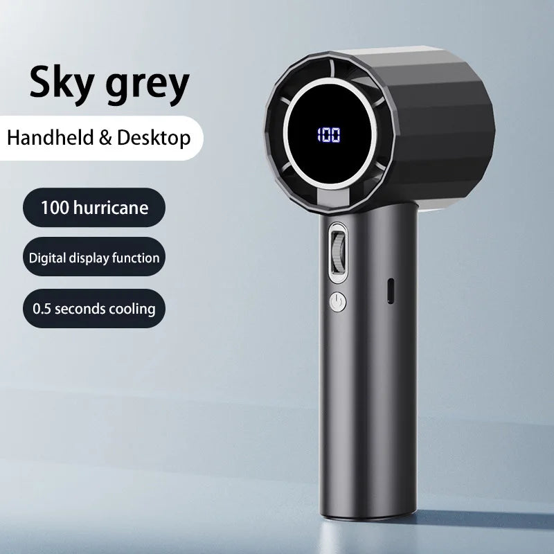 Lenovo Portable Refrigeration Fan Handheld Turbo Fan 100 Gears Adjustable USB Rechargeable Mini Personal Fan for Travel Camping
