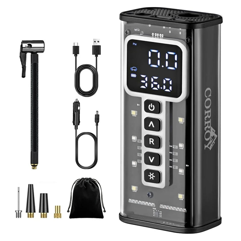 LEIBOO Portable Tire Inflator Air Compressor 6000mAh Battery 150PSI Tire Air Pump Inflation for Car SUV Motorcycle Bike Ball