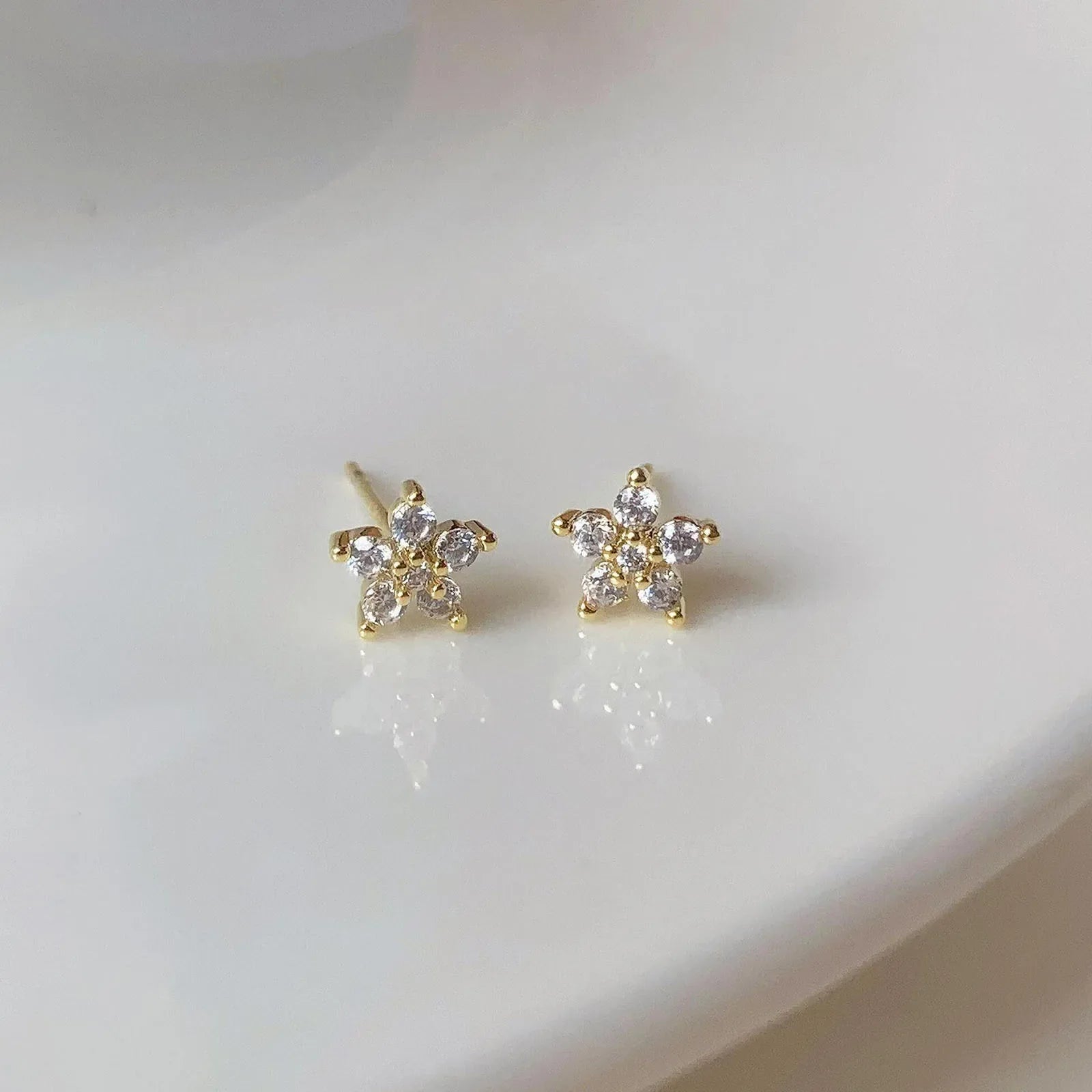 Five-Pointed Star Zircon Earrings S925 Sterling Silver Elegant Trendy Women's Accessories Gift for All Occasions
