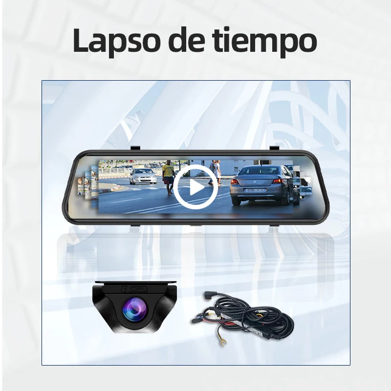 10 Inch 4K Mirror Dash Cam Suppost Wireless Carplay & Android Auto WIFI GPS Navigation Dual Lens Video Recorder Car Dvr