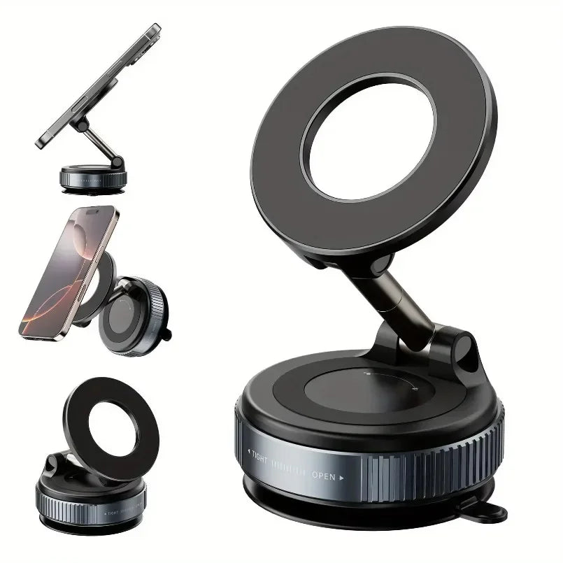 Car Mount Electric Vacuum Magnetic Holder Foldable Strong Suction Stand For Cell Phone For iphone 12 13 14 15 16 Live Streaming