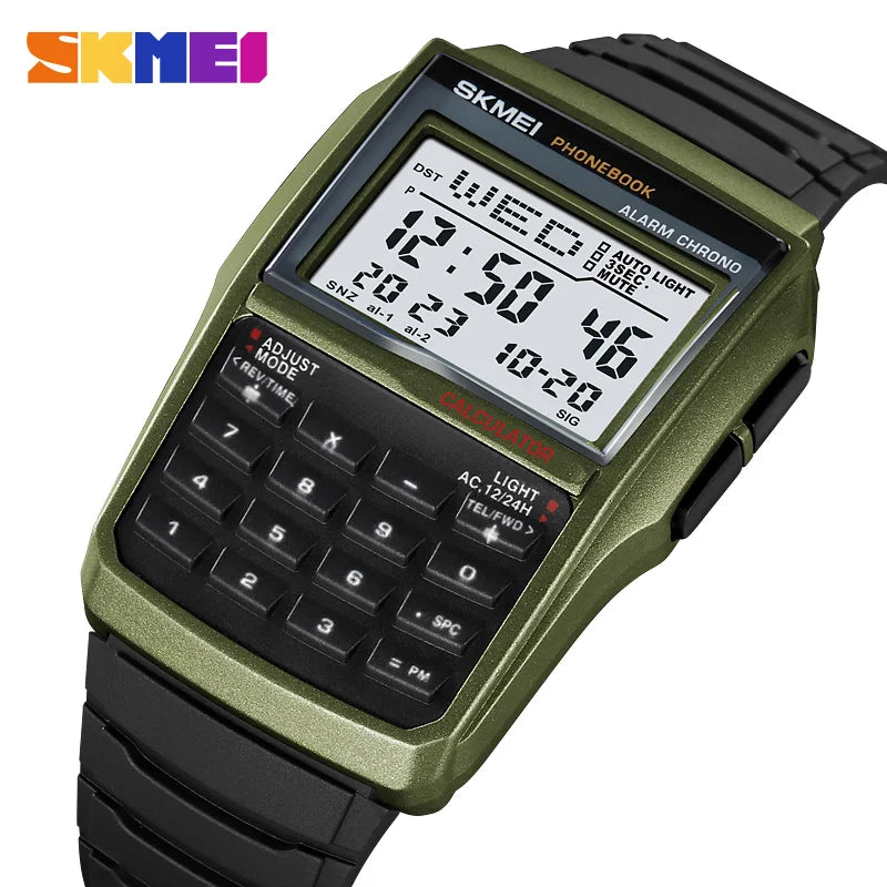SKMEI 2255 Watch for Men Dual Time Countdown Casual Phone Book Digital Mens Wristwatches Montre Homme Sports Waterproof