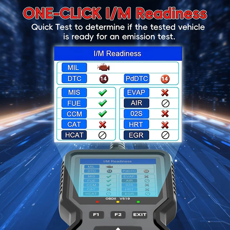 2025 V519 Professional Obd2 Scanner - Usb-Powered Automotive Diagnostic Tool with Real-Time Data Stream, Full-Featured Obd Ii Testing (I/M Ready, Bod2/Eobd), Clears Engine Fault Lights, Reads/Erases Codes for Most Vehicles, A