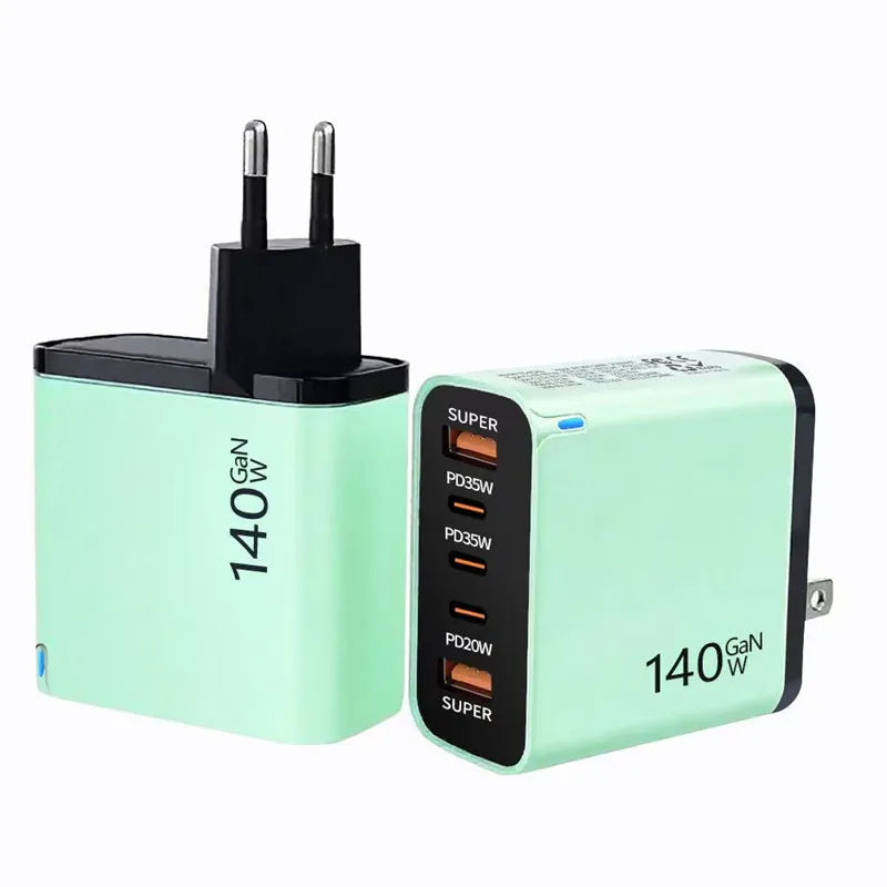 4-in-1 Type C Cable USB C PD Fast Charger 5 Ports Quick Charge Phone Adapter For iPhone Samsung Xiaomi Huawei OPPO Wall Charger