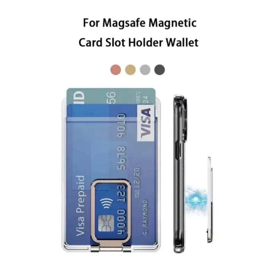 Magnetic Phone Card Holder 2 In 1 Magnetic Card Stand Bank Card Storage For Magsafe iPhone 17 16 15 14 13 Safe Phone Shell Mount