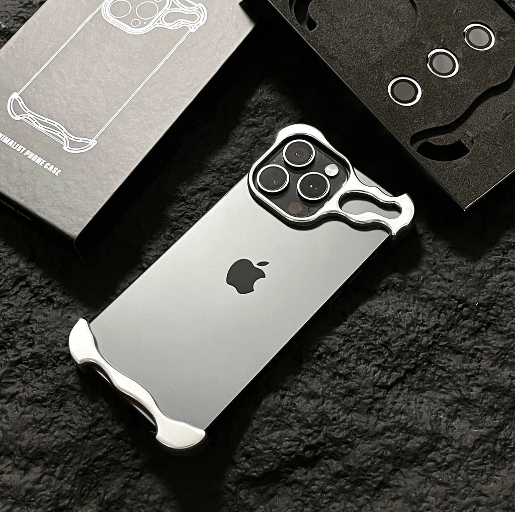 lrregular Metal Bumper Phone Case For IPhone Air 13 14 15 16 17 Pro Max Plus Lens Film Protection Bare Aluminum Shockproof Cover