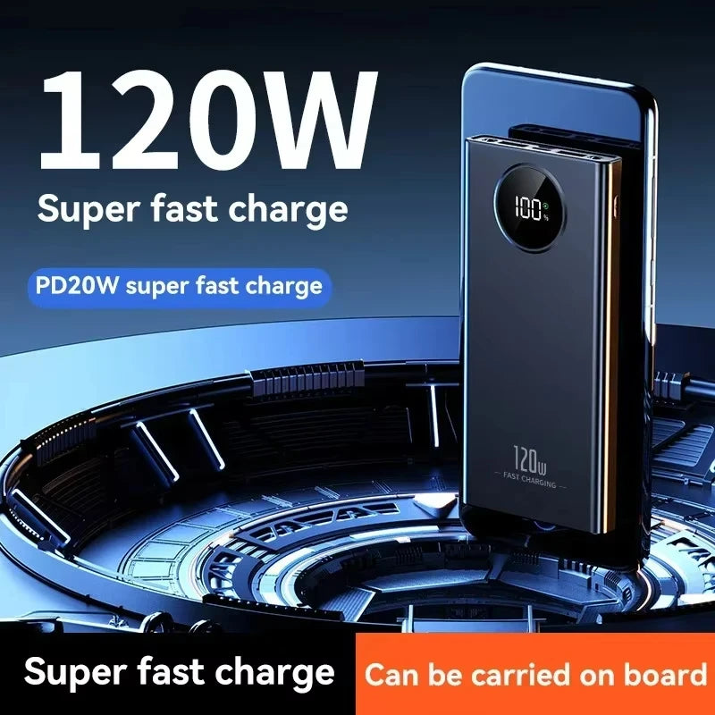 500000mAh Power Bank 120W Super Fast Charging PD20W Dual Way Digital Display Airplane Safe CCC For iPhone Samsung Xiaomi