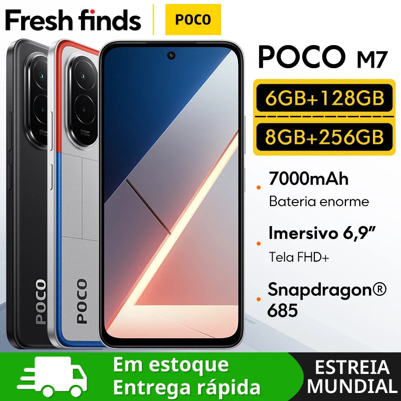【World Premiere】POCO M7 Global Version Smartphone Snapdragon 685 IP64 7000mAh battery Immersive 6.9" FHD+ display NFC 33W