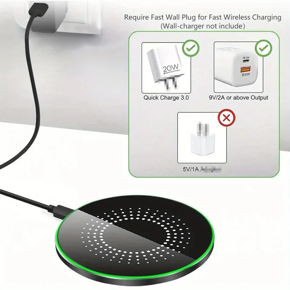 15W Fast Wireless Charger Pad Universal Wireless Charging Station For Magsafe iPhone 17 16 15 14 13 12 Pro Max Samsung S20-S25