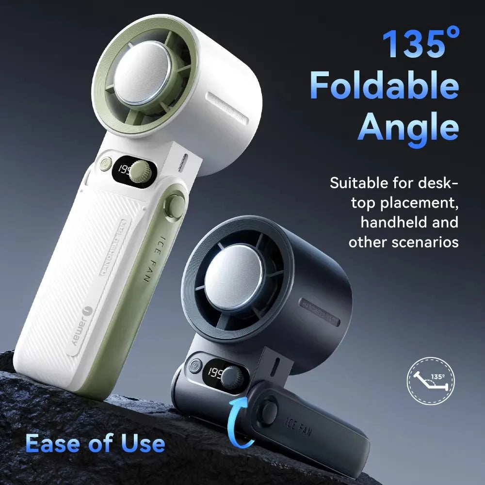 Portable Handheld Turbo Fan 199Gear Strong Wind Speed LED Digital Display 135°Foldable Outdoor 3-in-1 Handheld Fan 8000mAh F5PRO