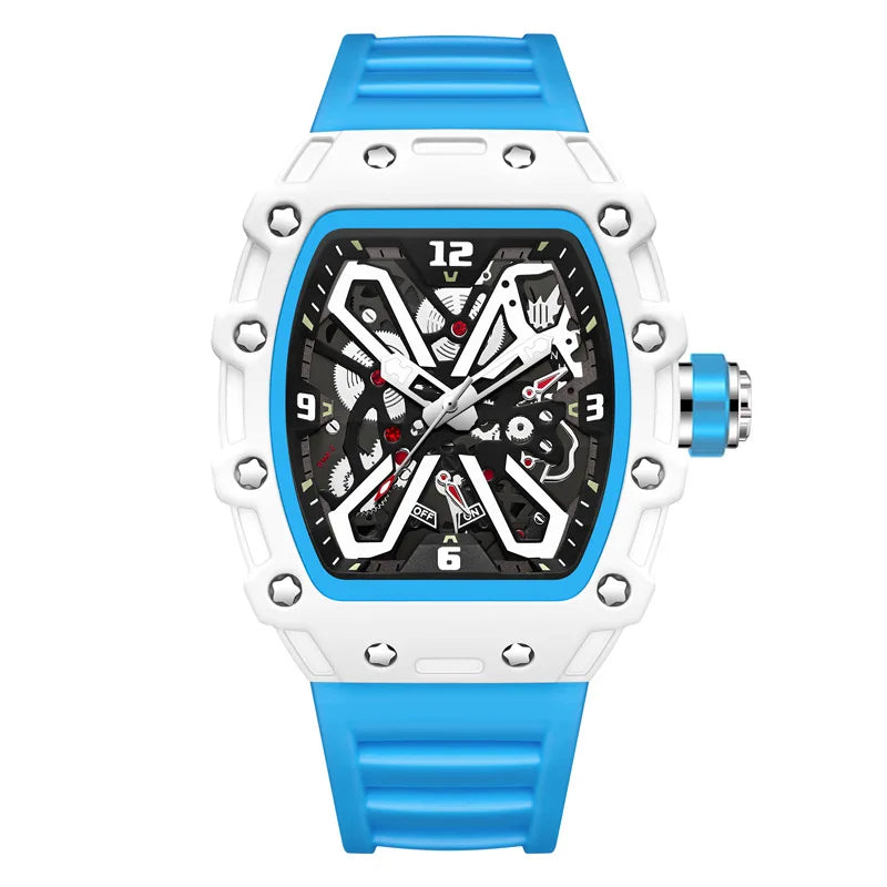 New Men's Sports Fashion Quartz Watch, Trendy Hip-Hop Style Large Dial, Exquisite Butterfly Face Design, Fashionable, Luminous Display, Barrel-Shaped Silicone Men's Watch, Suitable for Men, Ideal Gift for Friends - Suitable f