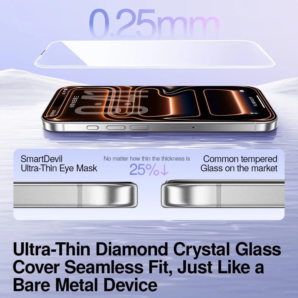 SmartDevil Anti-blue Light Temperd Glass Film for iPhone 17 Pro max iPhone Air Borderless Screen Protector for iPhone 17