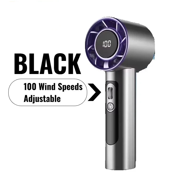 Lenovo Handheld Fan 100 Speeds Adjustable USB Rechargeable Mini Turbo High Speed Cooling Fan for Outdoor Travel Office Home New