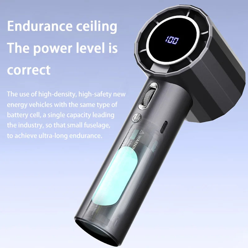 Lenovo Portable Refrigeration Fan Handheld Turbo Fan 100 Gears Adjustable USB Rechargeable Mini Personal Fan for Travel Camping