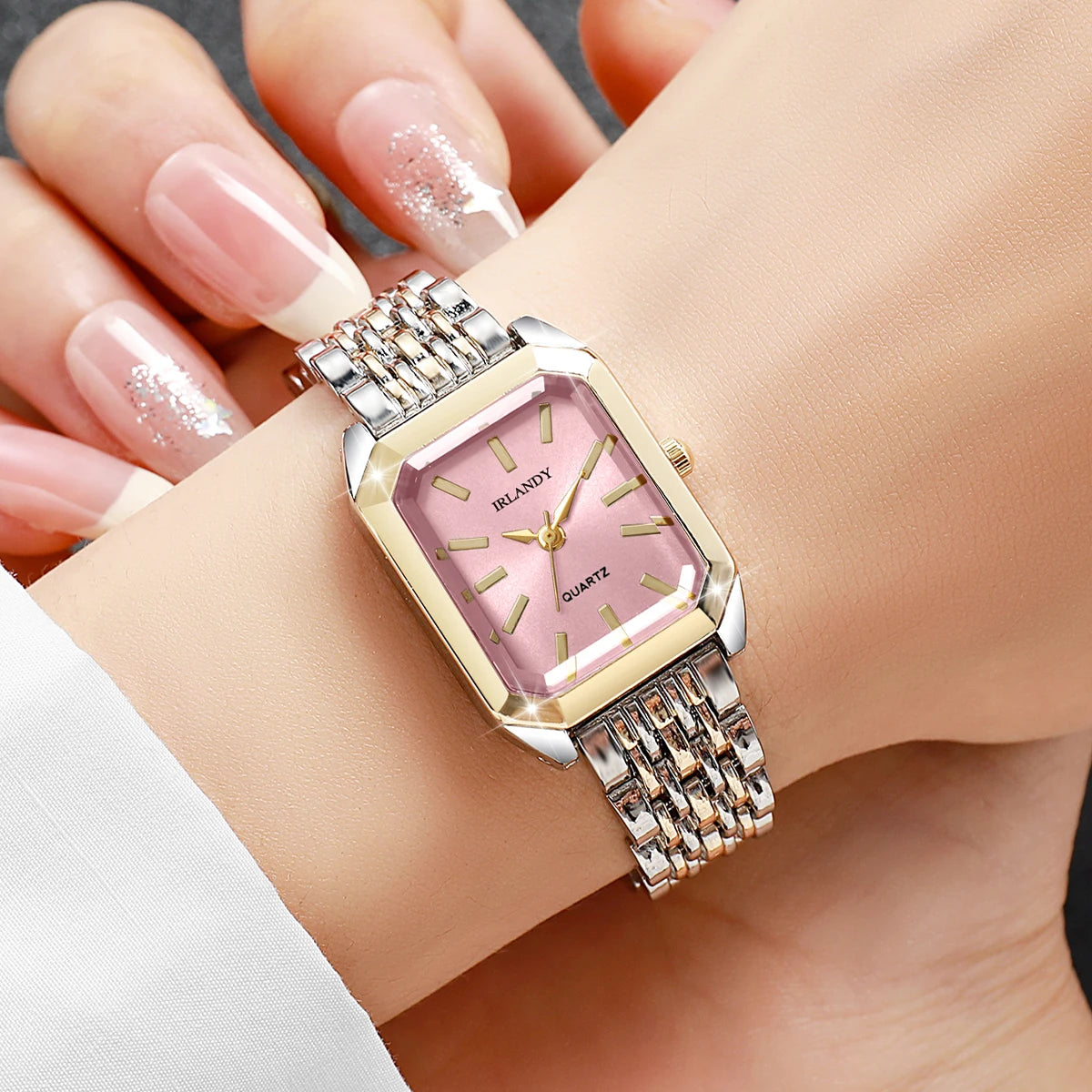 Fashion Rectangle Women Watches Steel Strap Ladies Quartz Wrist Watch Reloj Mujer Girls Clock Gift(Without Box)