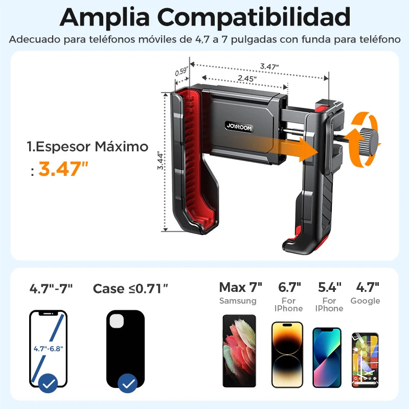 Joyroom 2024 Bike Phone Holder Universal One-hand Operation Bicycle Motorcycle Phone Holder For 4.7-7" Mobile Phone Shockproof
