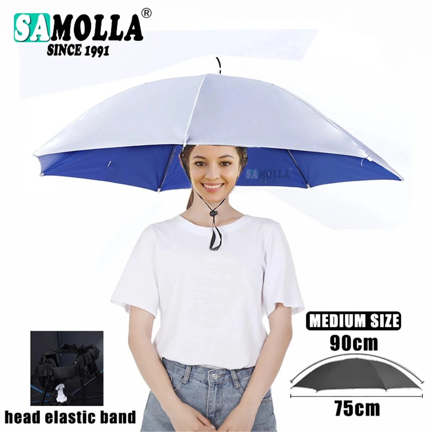Rain Umbrella Hat Foldable Sun Shade Waterproof Fishing Headwear Cap Beach Head Hats Double-Layer UV Protection Sunscreen