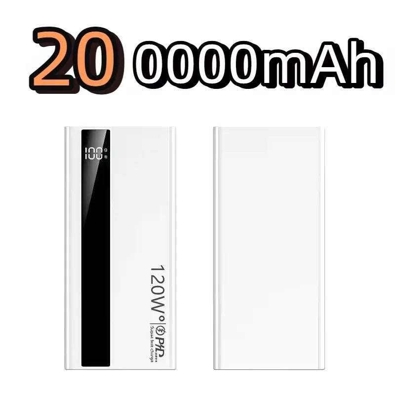 200000mAh High Capacity PowerBank 120W Super Fast Charging Portable External Battery Powerbank For Iphone Huawei Oppo Samsung