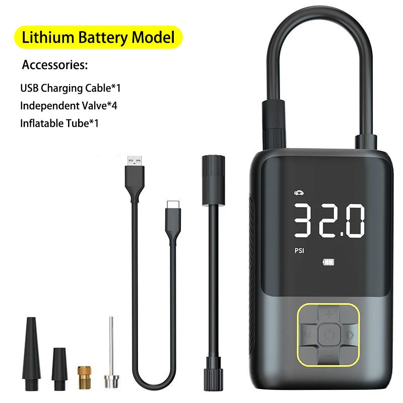 LEIBOO Tire Inflator Portable Air Compressor 150PSI Air Pump for Car Tires Emergency LED Light for Car Motorcycle Bike Ball