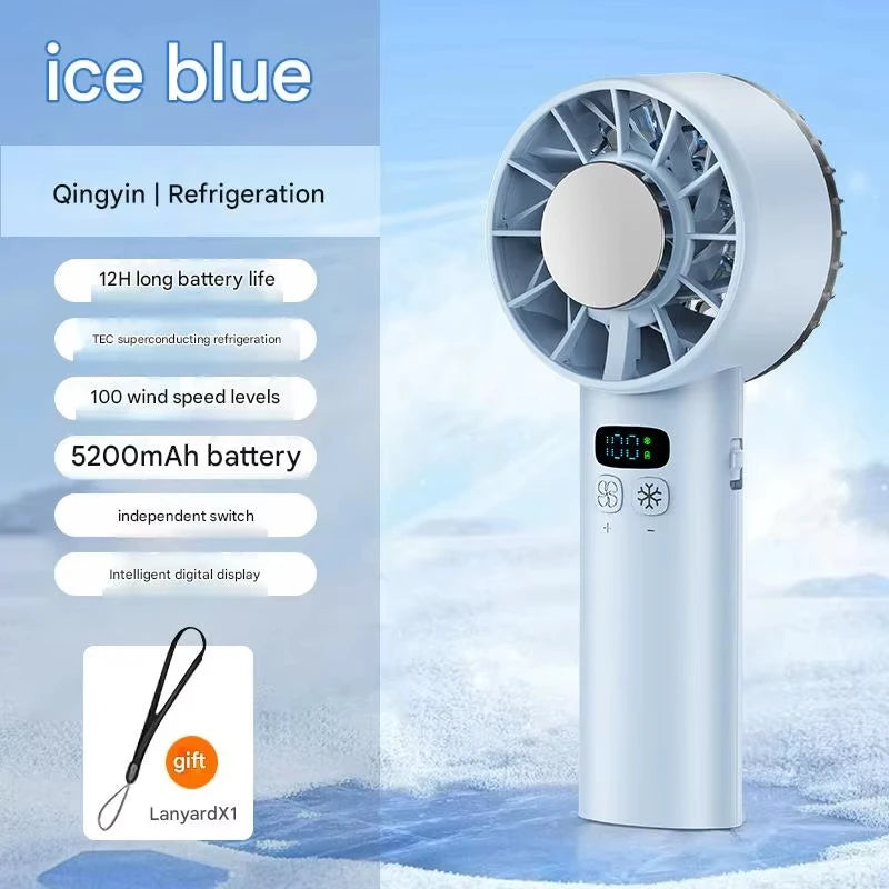 Lenovo Ice-Cooling High-Speed Cooling Handheld Fan USB Rechargeable 5200mAh Portable Mini Fan for Travel Camping Outdoor 2026