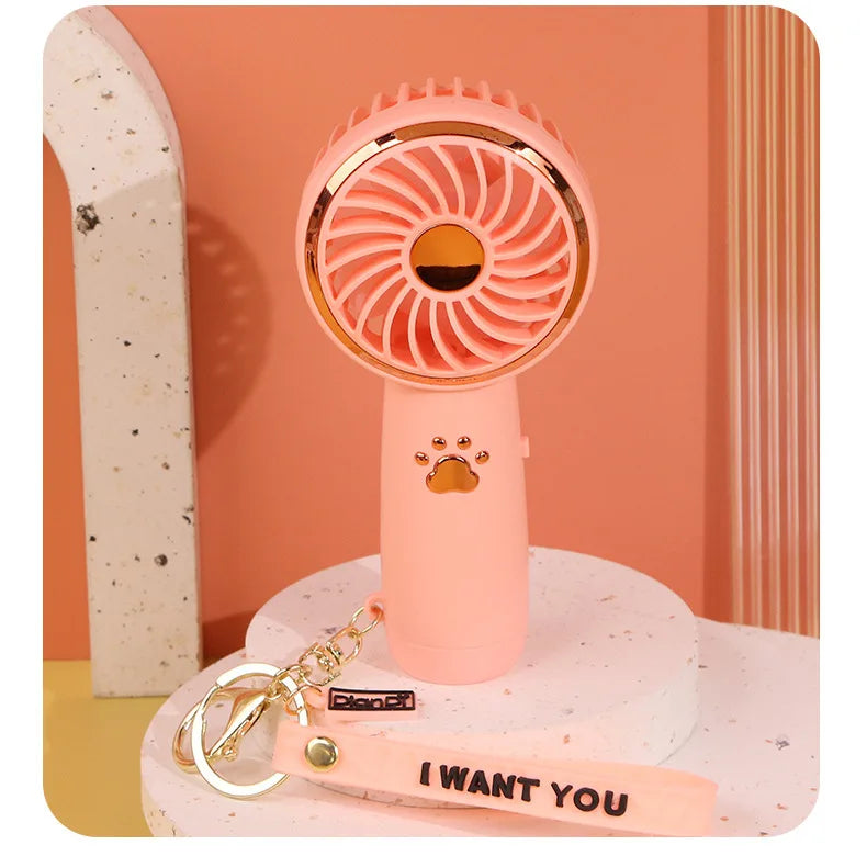 2025 Summer New Mini Mini Fan Cute Cartoon Portable Charging USB Handheld Fan Student Outdoor Fan  bladeless fan ceiling fan