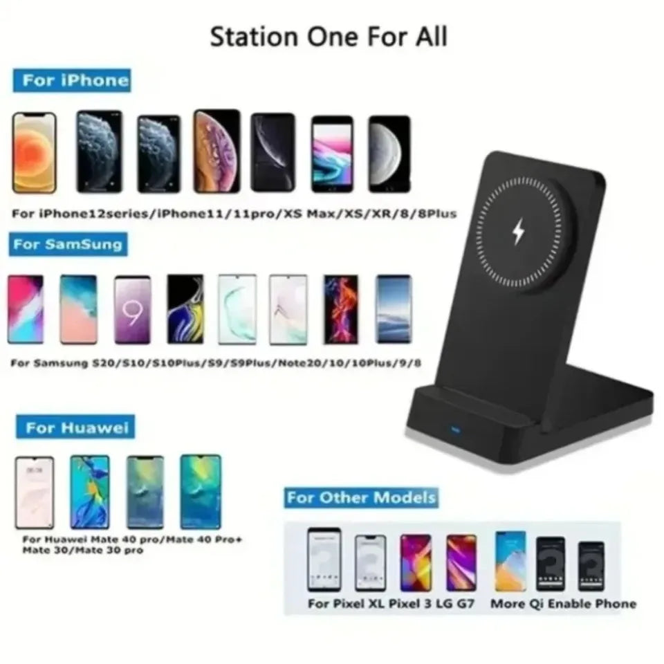 Foldable Magnetic Wireless Charging Stand Auto Adsorption Anti-slip for Desktop Office Home Travel for iPhone17 16 15 14 Charger