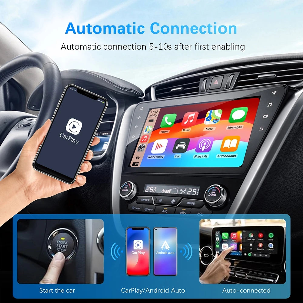 2in1 Wireless CarPlay Dongle Wireless Android Auto Adapter AI Smart Box Car Intelligent Systems For Car With Wired CarPlay