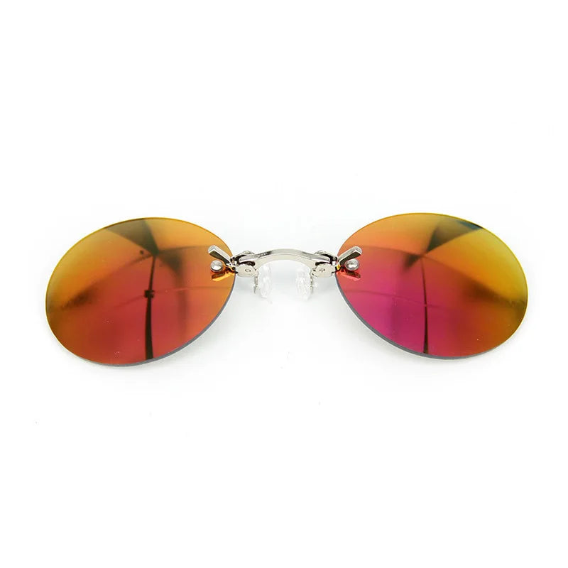 1-2PCS Clip On Nose Glasses Round Rimless Matrix Morpheus Sunglasses Mini Frameless Vintage Men Eyeglasses