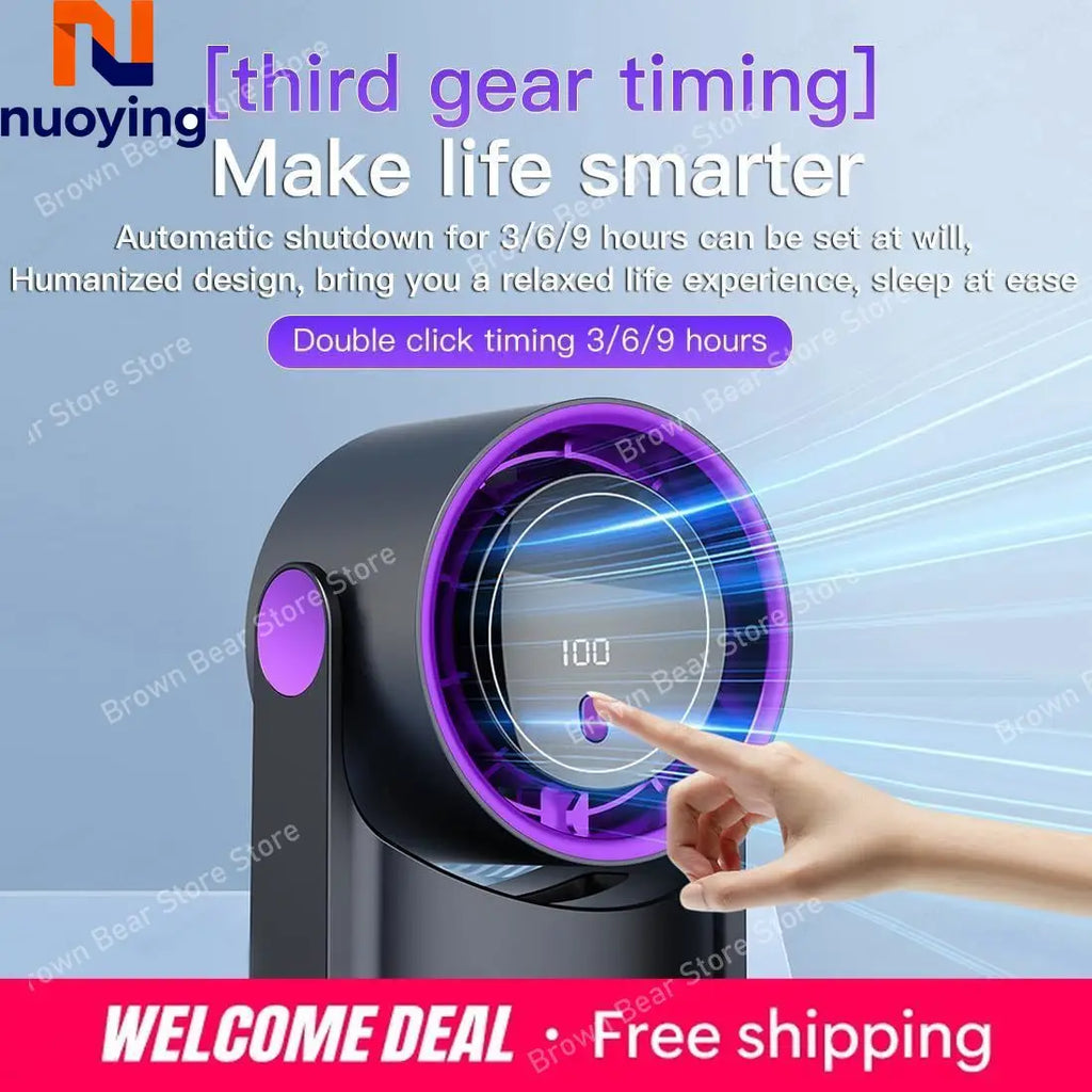 100 Level Bladeless Fan Portable Small Usb Charge Silent Desktop Digital Display High-speed Circulating Cooling Fan