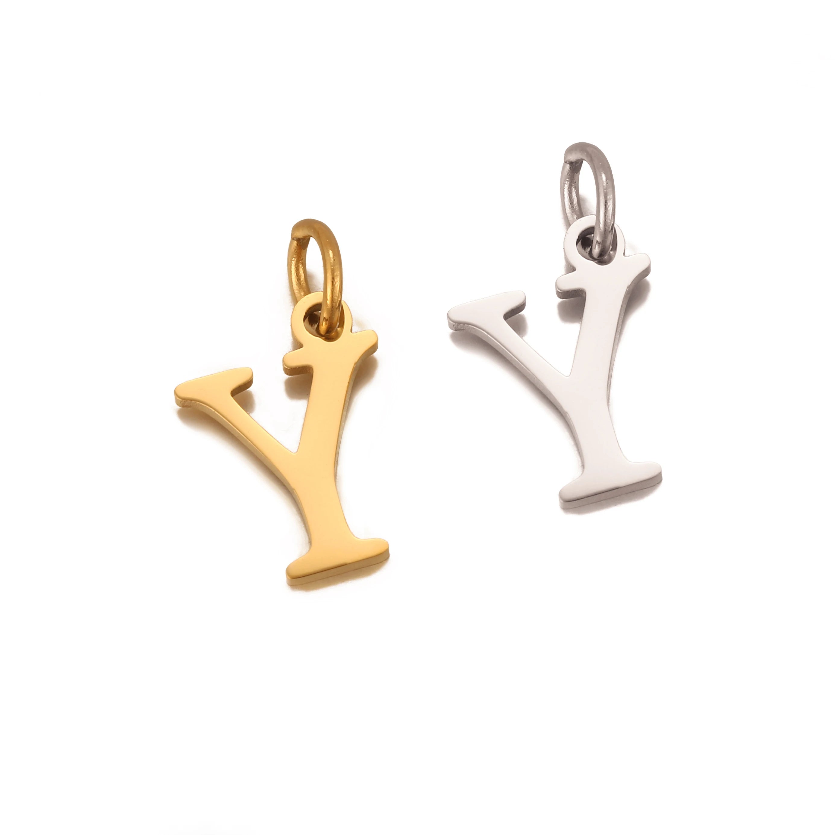 5Pcs Stainless Steel Initial Alphabet Charms Fadeless English Letter Pendant DIY Necklace Bracelet Gift Jewelry Making Supplies